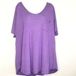 Purple stripe V Back Scoop Neck Hi Low Tunic 3X
